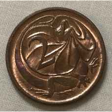 AUSTRALIA 1976 . TWO 2 CENTS COIN . FRILLED NECK LIZARD